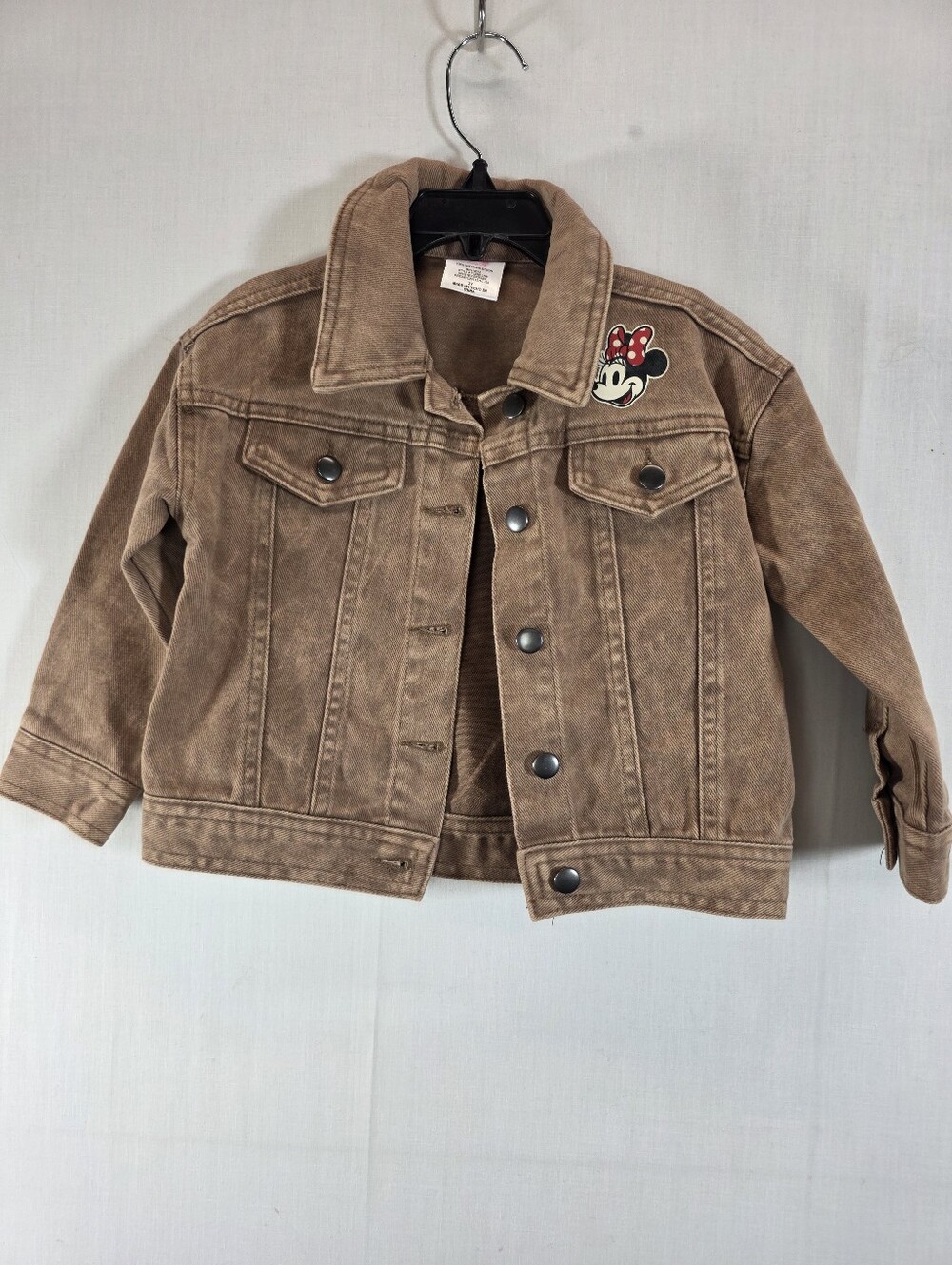 Disney Minnie Mouse Toddler Brown Denim Jacket 2T Graphic Back Outerwear